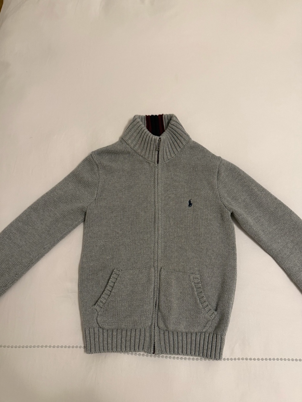 Polo by Ralph Lauren Gray Zip-Up Knit Sweater for Kids